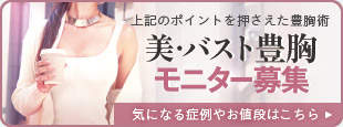 上記のポイントを押さえた豊胸術 美・バスト豊胸 モニター募集 気になる症例やお値段はこちら